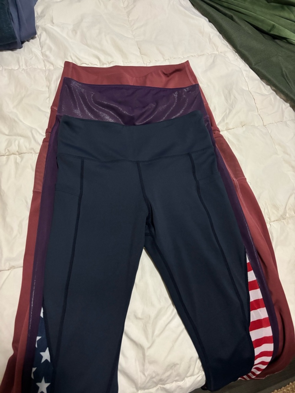 3-Pack Active Leggings Set - Navy(curves&combat) Burgundy, Plum